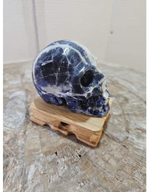 Load image into Gallery viewer, 356G Natural Blue stripe quartz hand Carved skull crystal healing
