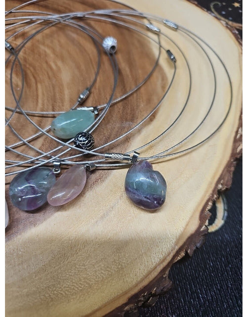 Load image into Gallery viewer, Natural stone 16in pendant necklace, stainless steel 10pc Wholesale lot
