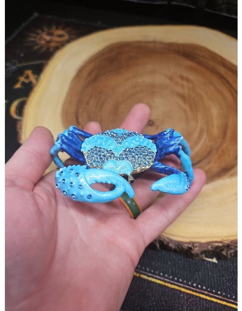 Load image into Gallery viewer, Crab Trinket Box W/3 Herkimer Diamonds Covered In Gemstones

