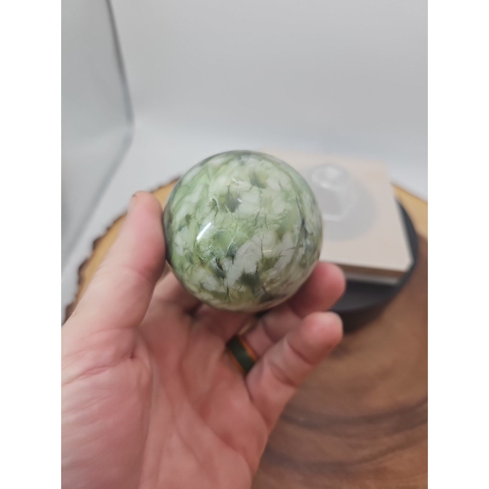 Green Ocean Jasper Sphere - 61mm, 318g - Stunning Crystal