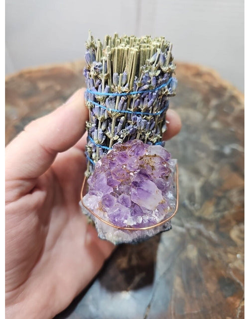 Load image into Gallery viewer, Lavender wrapped crystal W/ Huge Amethyst Healing
