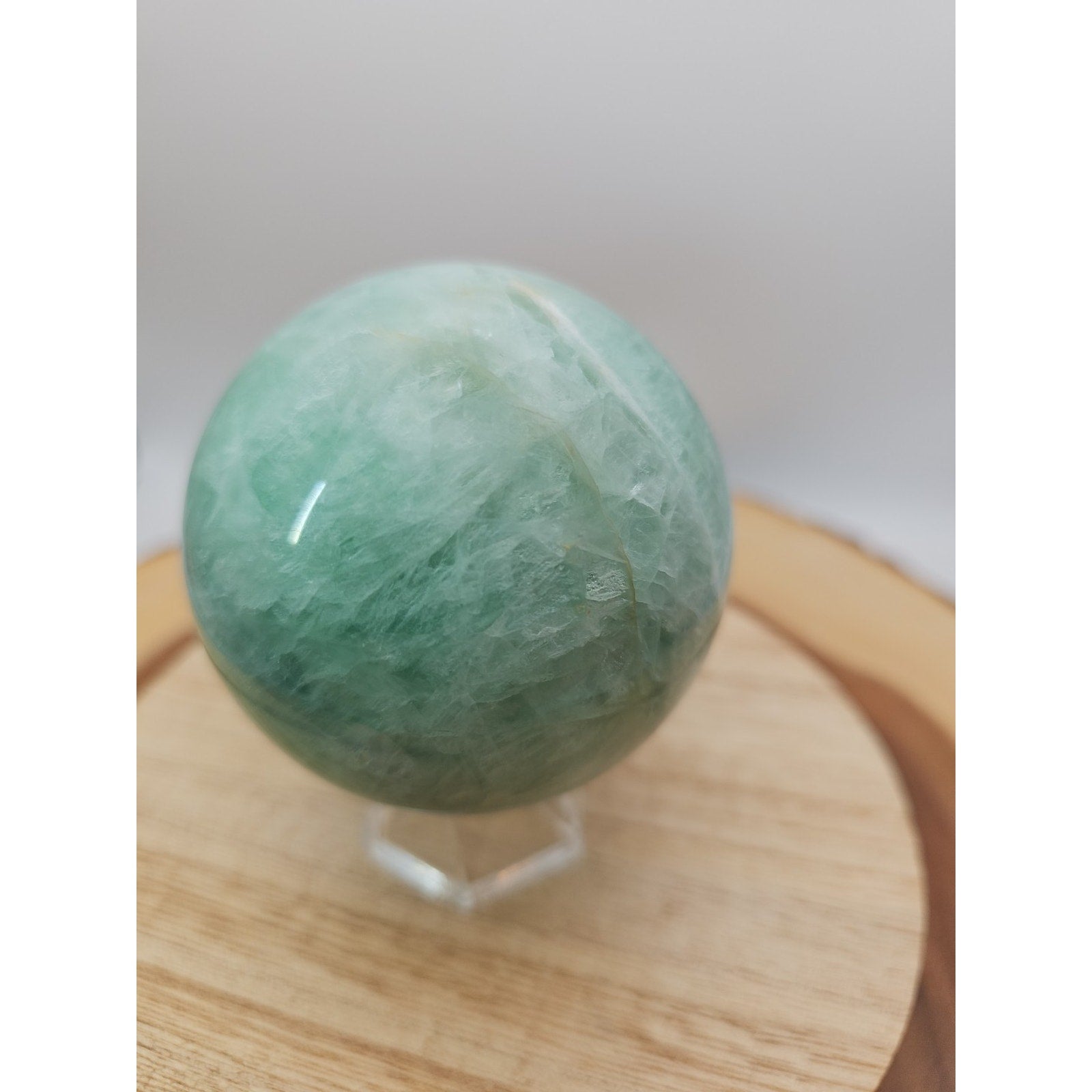 1.43lb Natural Rainbow Fluorite Quartz Crystal Sphere Ball Polished