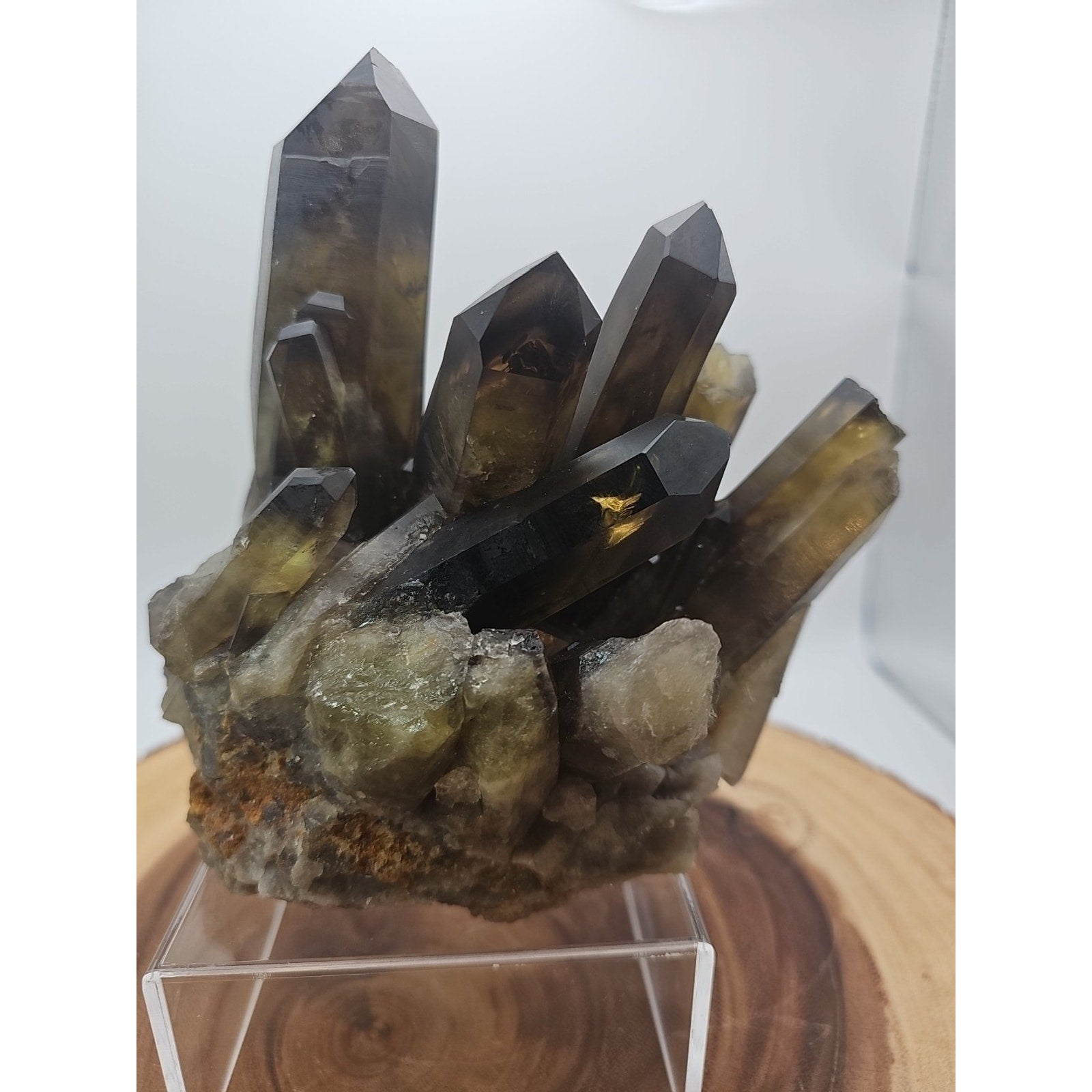 2.77LB Top rare natural beautiful black quartz crystal cluster mineral sample -