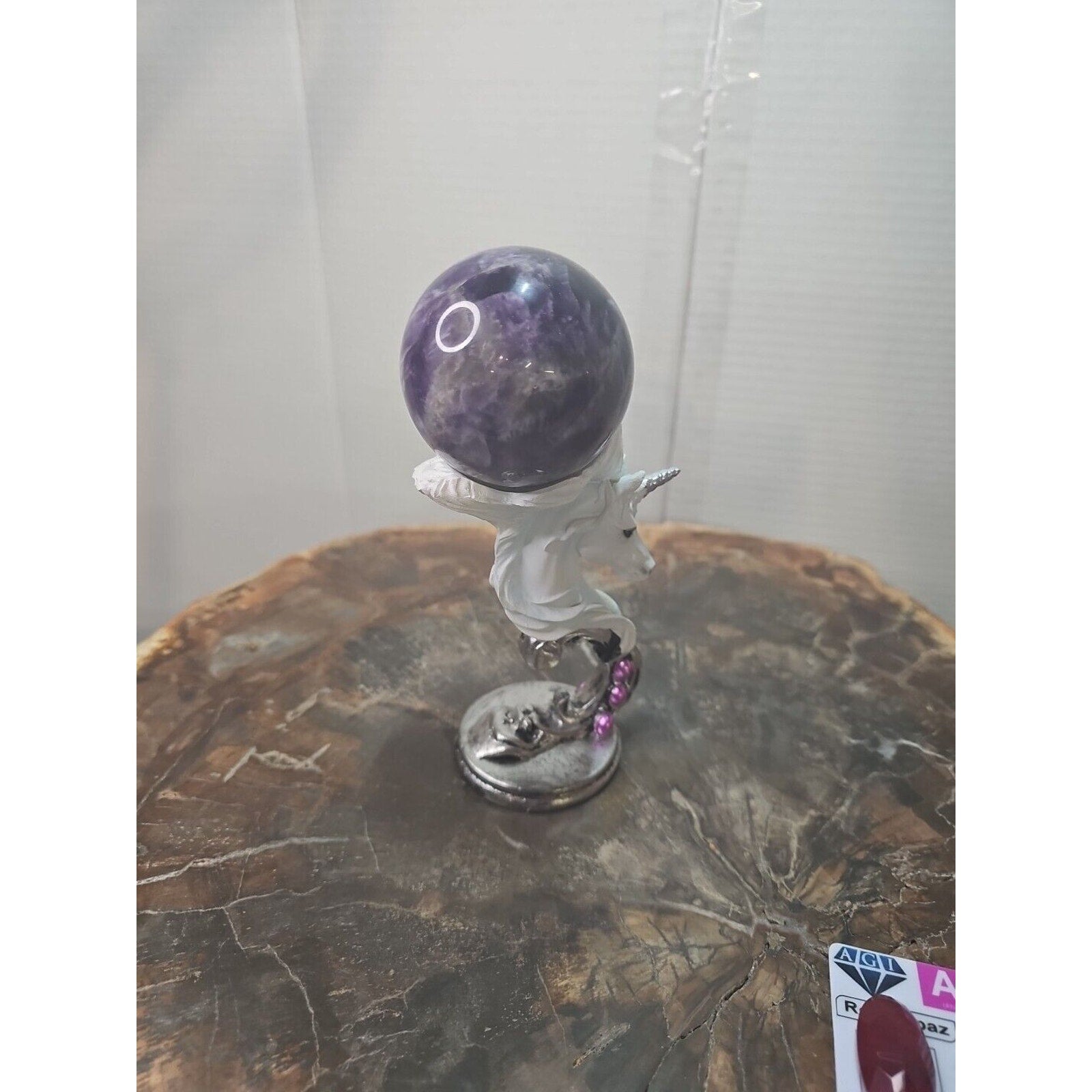 330G Natural Dream Amethyst Quartz Crystal Sphere Ball Healing W/Stand