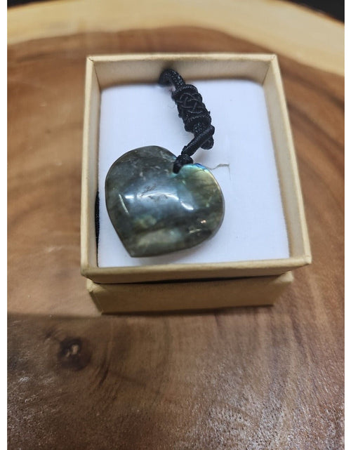 Load image into Gallery viewer, Labradorite Cord Necklace Healing/Protection Heart
