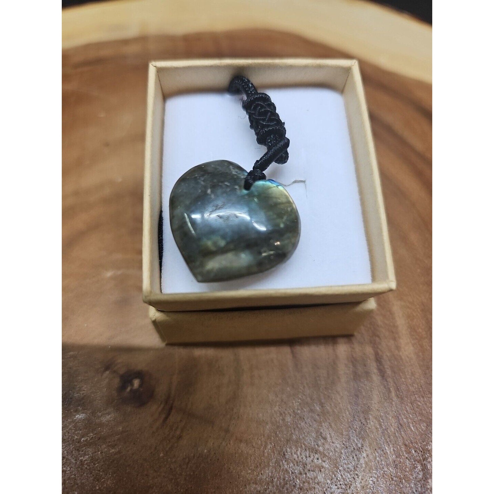 Labradorite Cord Necklace Healing/Protection Heart