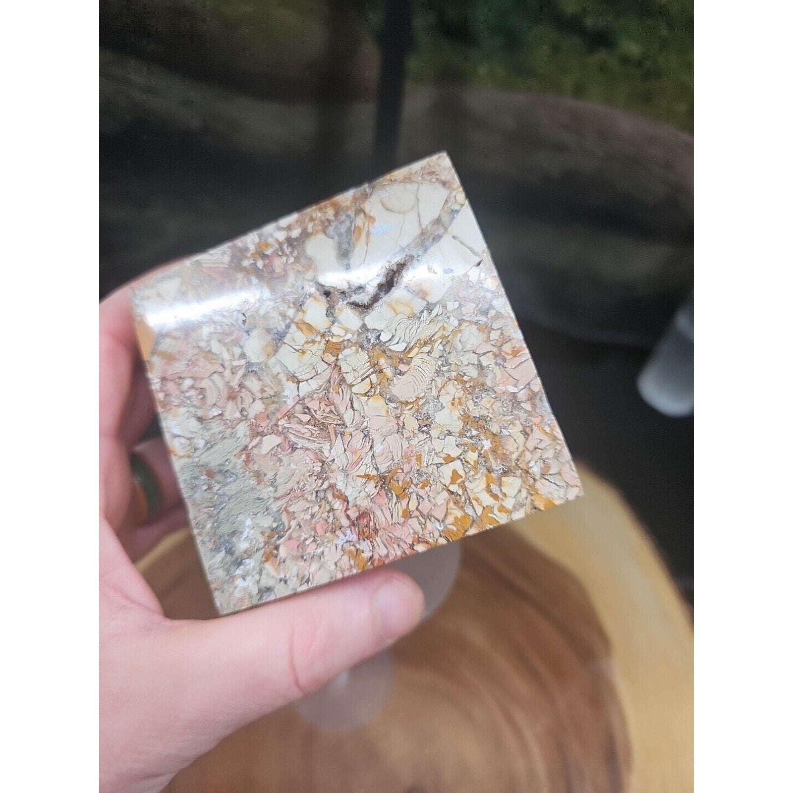 2.83LB 1Pcs Natural Ocean Jasper Onyx Quartz Crystal Geode Square Heptahedron