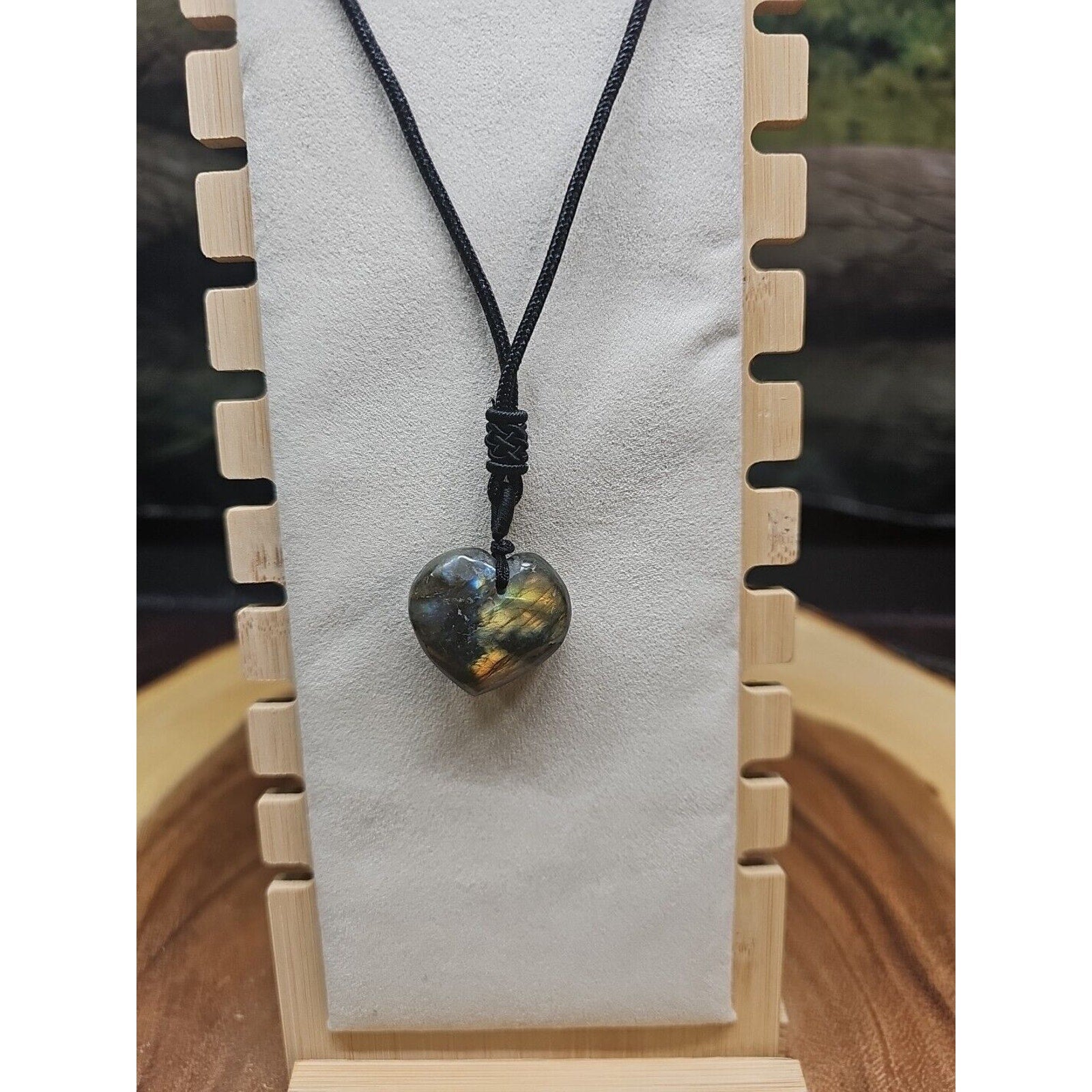 Labradorite Cord Necklace Healing/Protection Heart