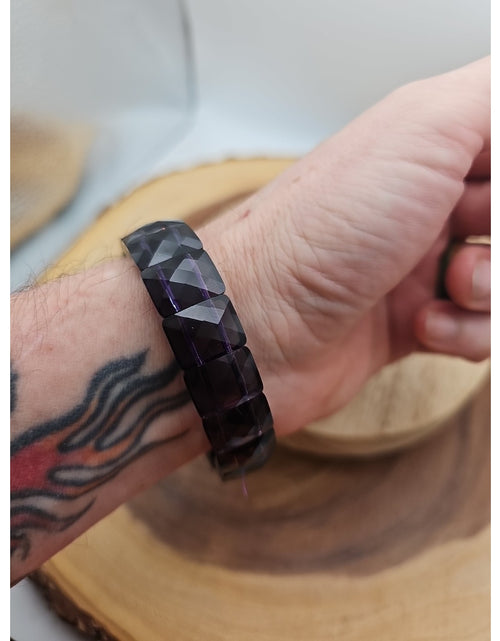 Load image into Gallery viewer, 35.4g Natural Dream Purple Amethyst And Agate Crystal Bangle Bracelet Handmade

