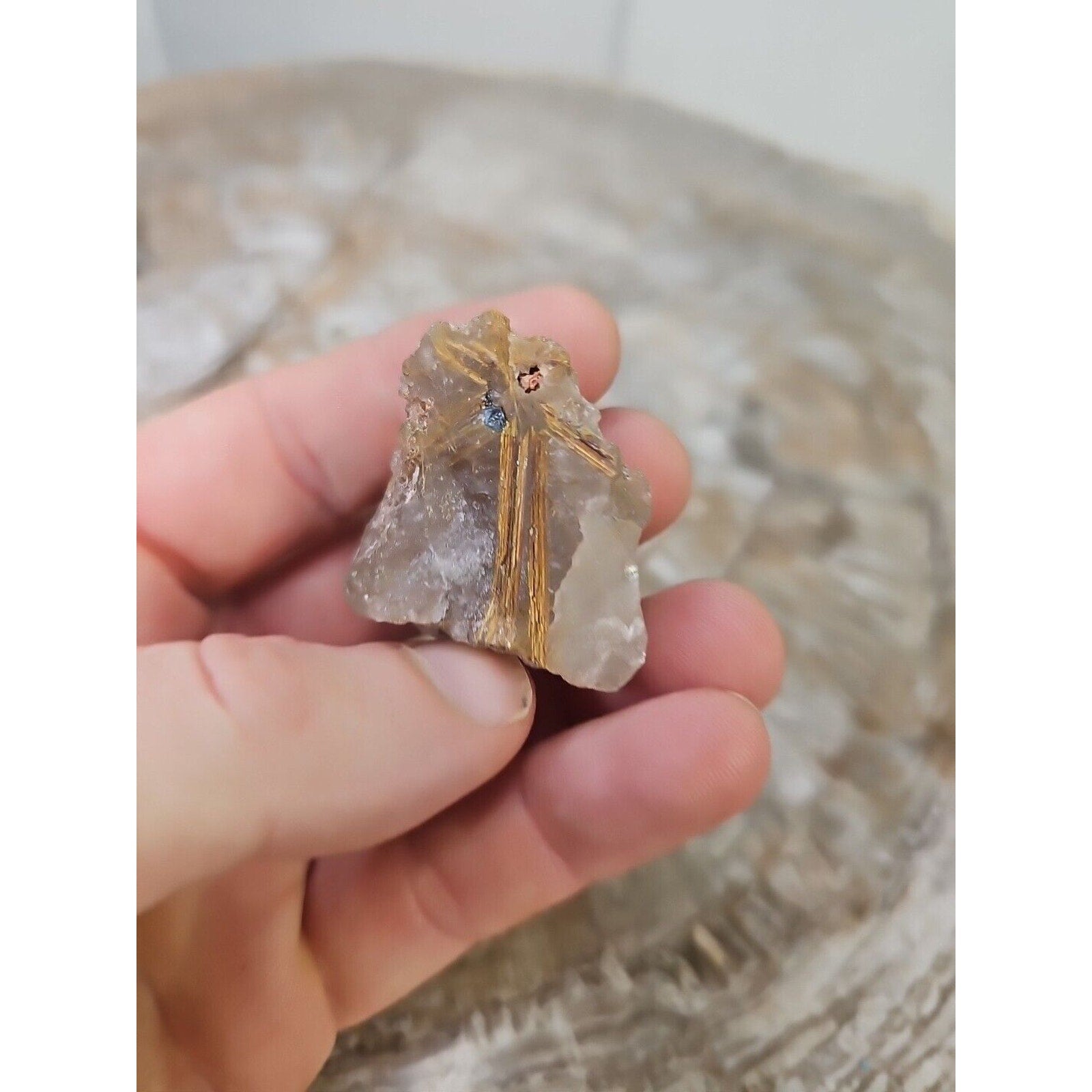 RARE NATURAL Golden Hair Rutilated Quartz Crystal Specimen