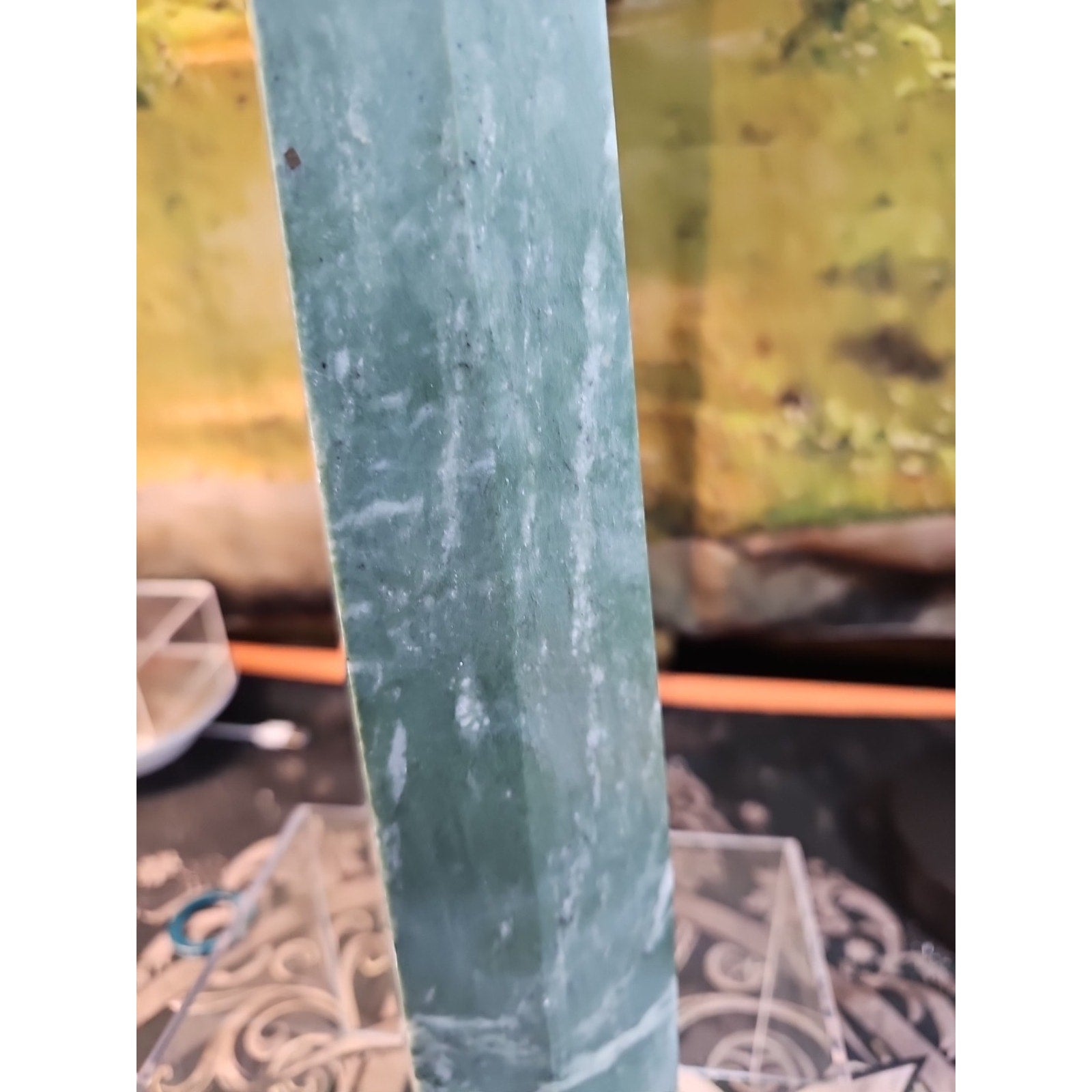 4.69lbs 12in Tall Green Jasper Crystal Point Tower Healing