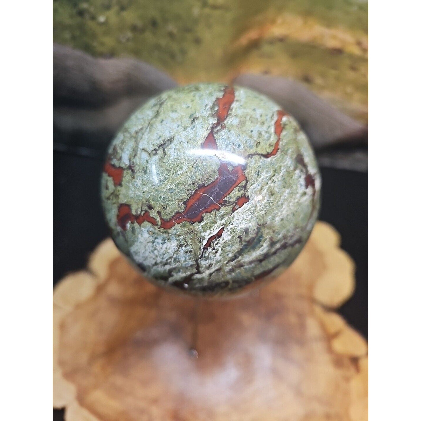 4.18LB Natural dragon blood stone quartz sphere crystal ball reiki healing 1900g