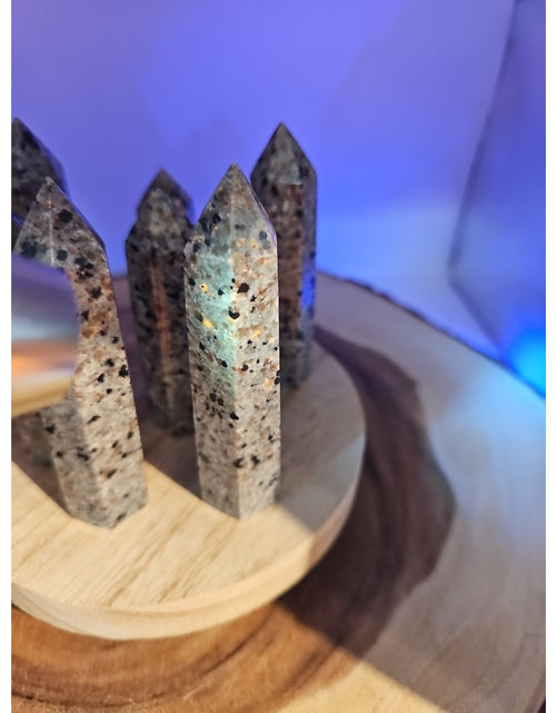 Load image into Gallery viewer, Yooperlite stone Tower UV Reactive 4in Tall Avg 98grams Avg 1 Each

