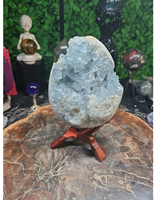 Load image into Gallery viewer, 10.45LB Natural Beautiful Blue Celestite Crystal Geode W/ Stand
