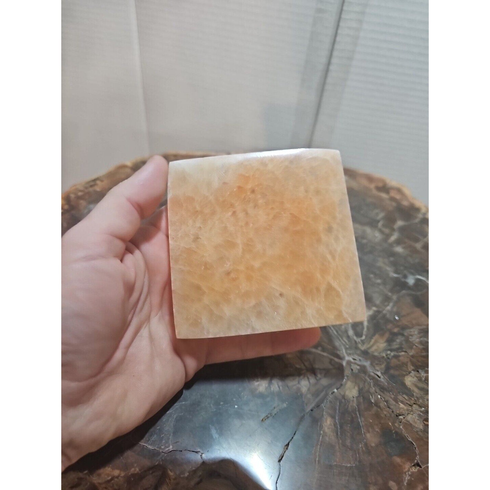 Peach Selenite Charging Base For Crystals No Led Only Base