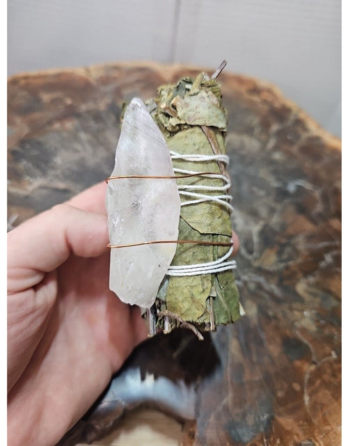 Load image into Gallery viewer, Bay Leaf wrapped crystal W/ Huge White Quartz Healing
