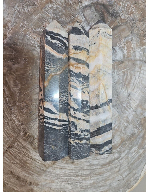 Load image into Gallery viewer, 3.47LB 3Pcs Natural Zebra Rock Jasper Crystal Point Tower Healing Sinkiang
