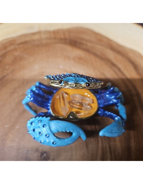 Load image into Gallery viewer, Crab Trinket Box W/3 Herkimer Diamonds Covered In Gemstones
