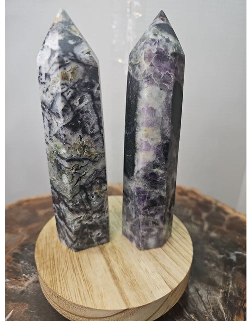 Load image into Gallery viewer, 2Pcs Natural Purple Fluorite Quartz Crystal Point Tower Polished
