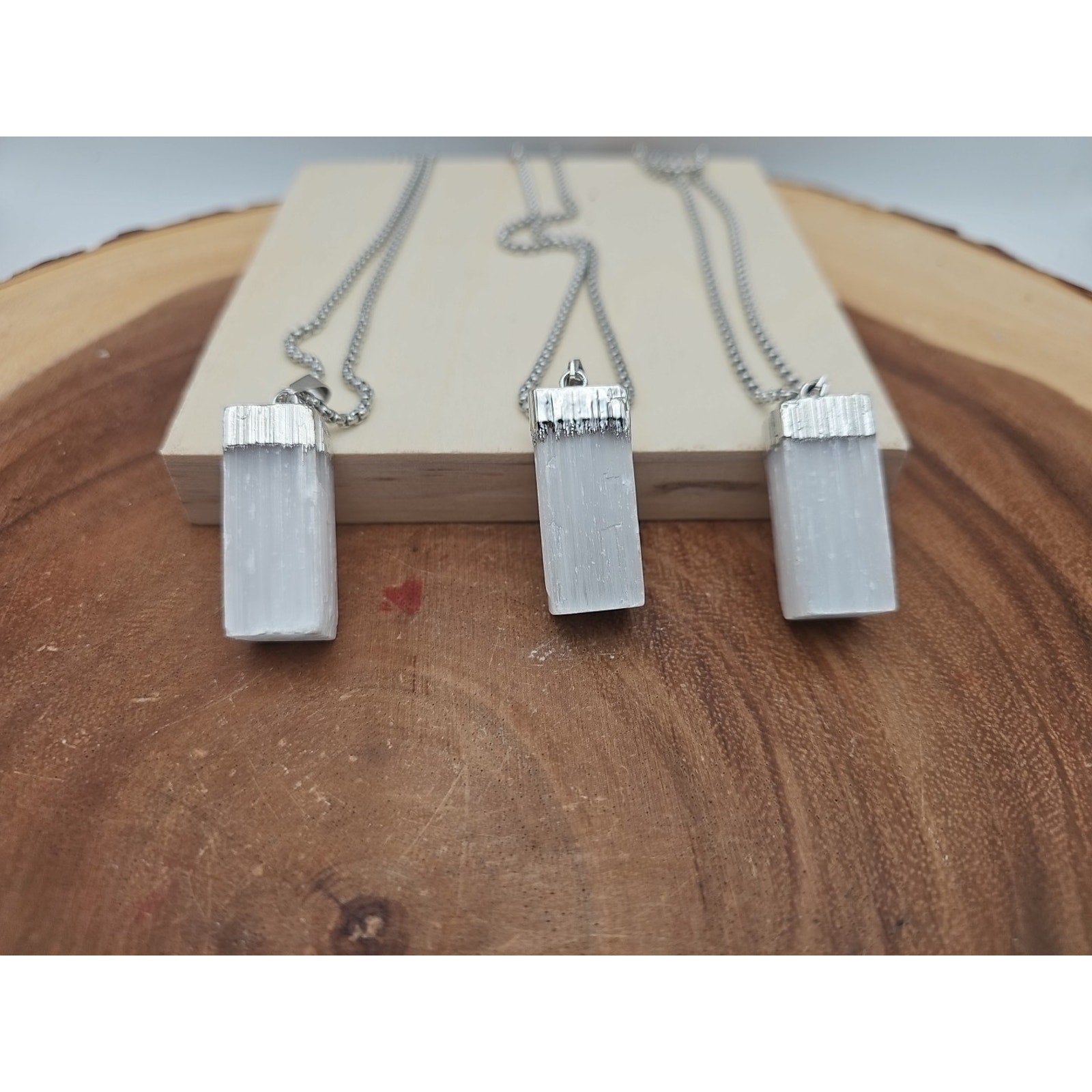 Selenite Crystal Necklace 1 Each W/Chain