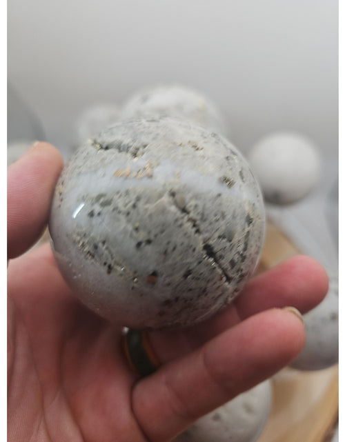 Load image into Gallery viewer, 1 Each Natural Golden Pyrite &amp; Jasper Crystal Sphere Ball Polished 55mm +
