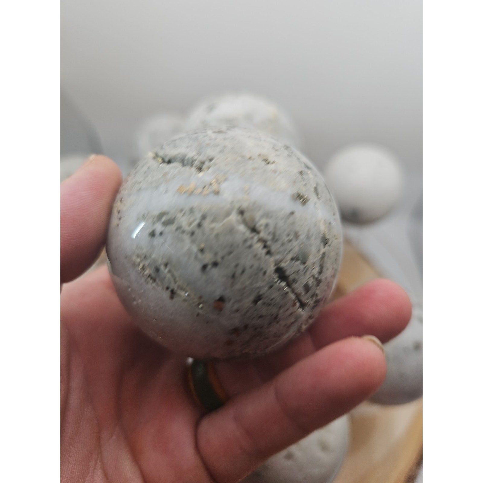 1 Each Natural Golden Pyrite & Jasper Crystal Sphere Ball Polished 55mm +