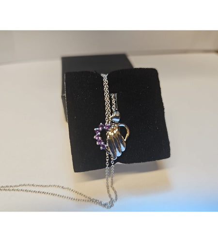 Amethyst Heart Necklace With 18in Sterling Silver Chain