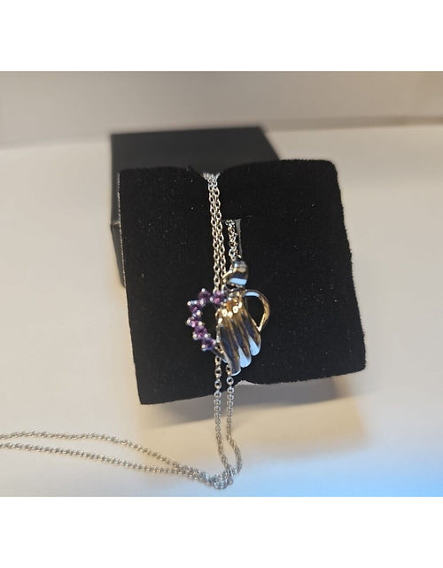 Load image into Gallery viewer, Amethyst Heart Necklace With 18in Sterling Silver Chain
