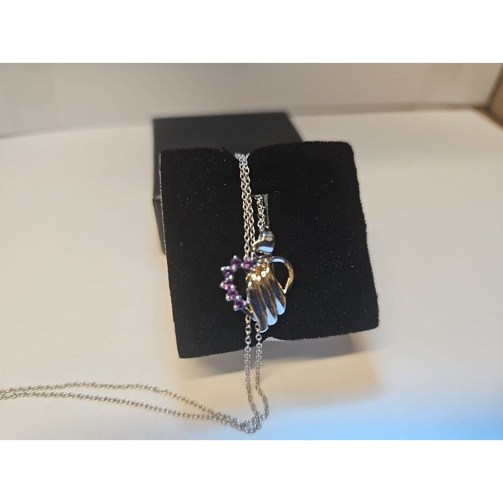 Amethyst Heart Necklace With 18in Sterling Silver Chain