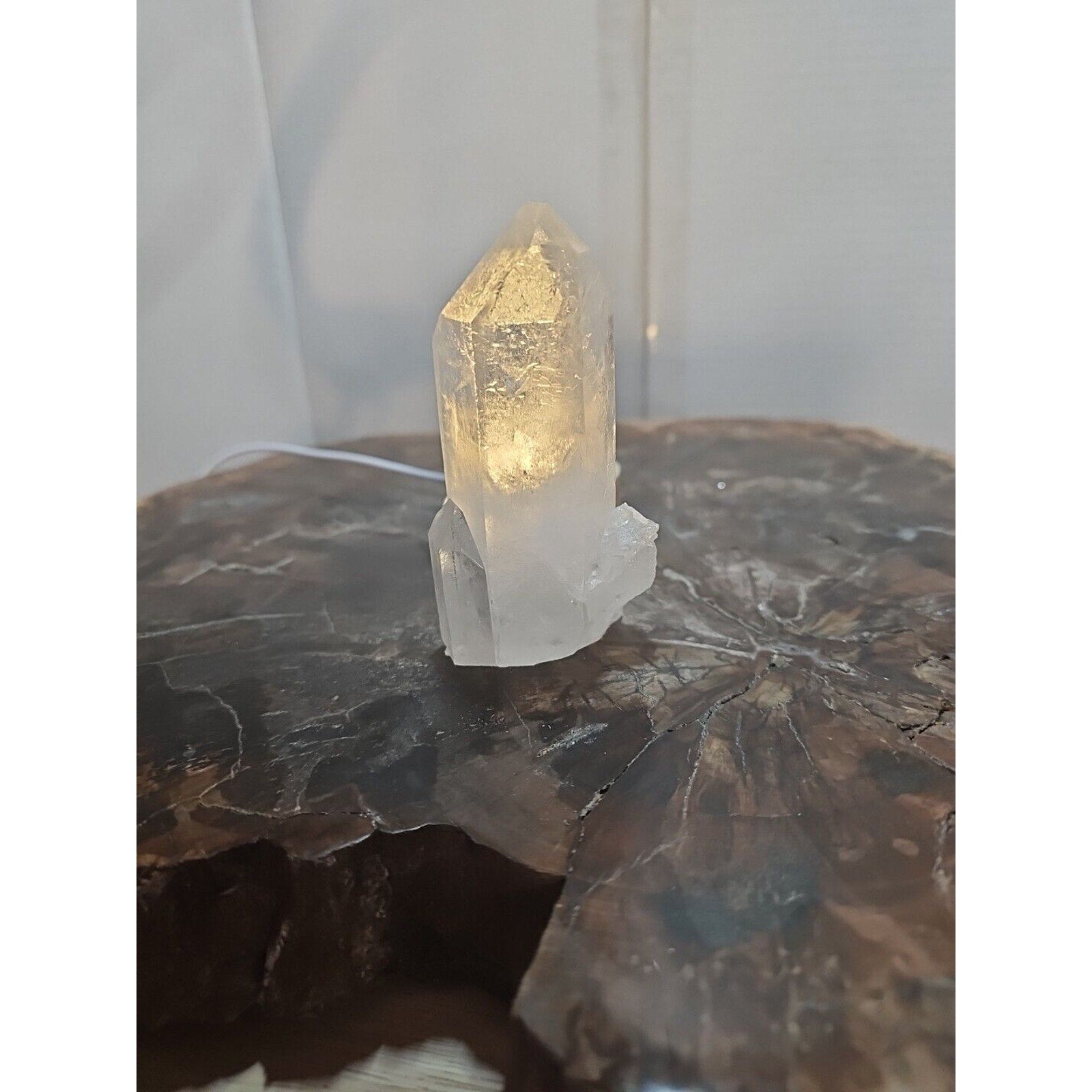 272g White Quartz Crystal Cluster W/ Led Light