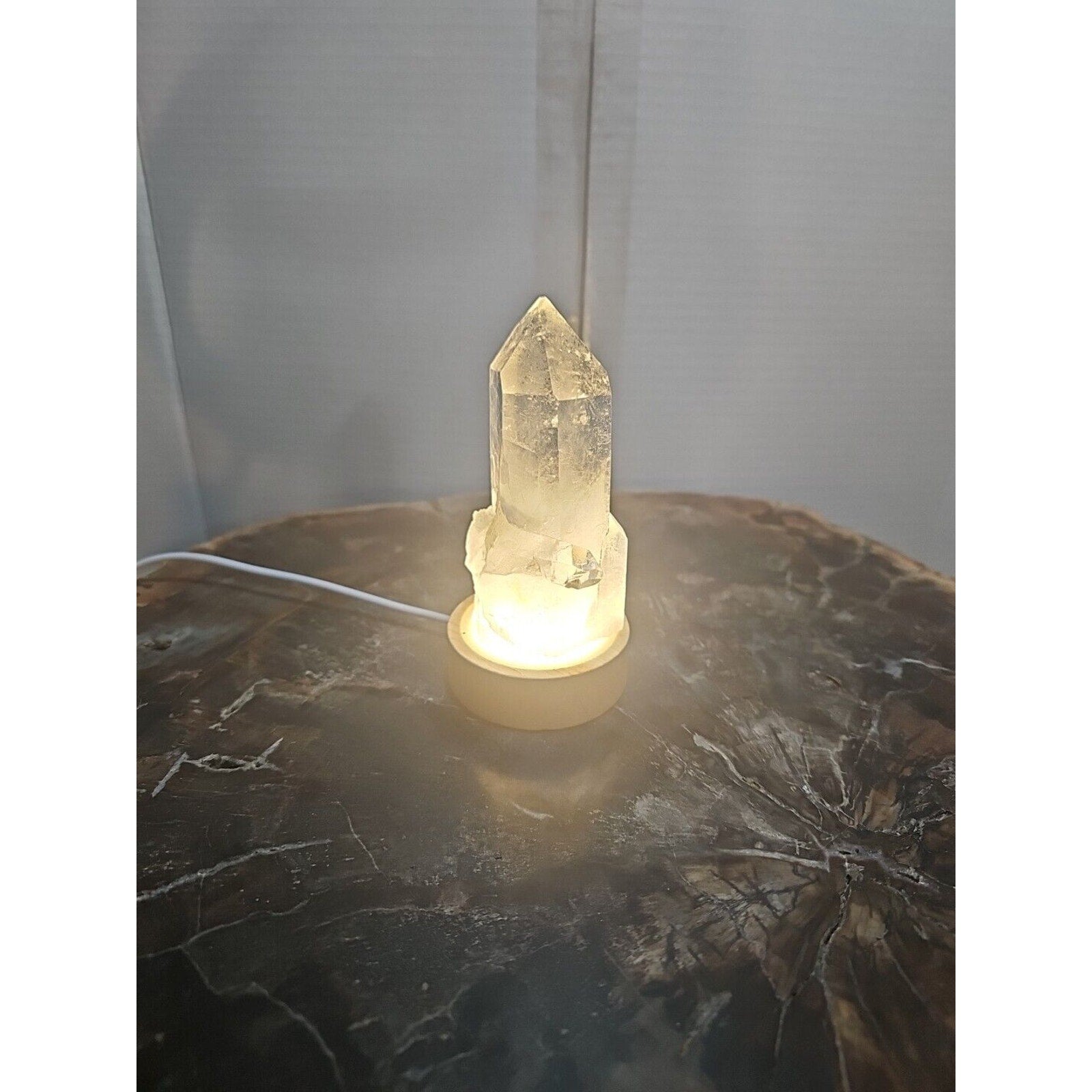 272g White Quartz Crystal Cluster W/ Led Light