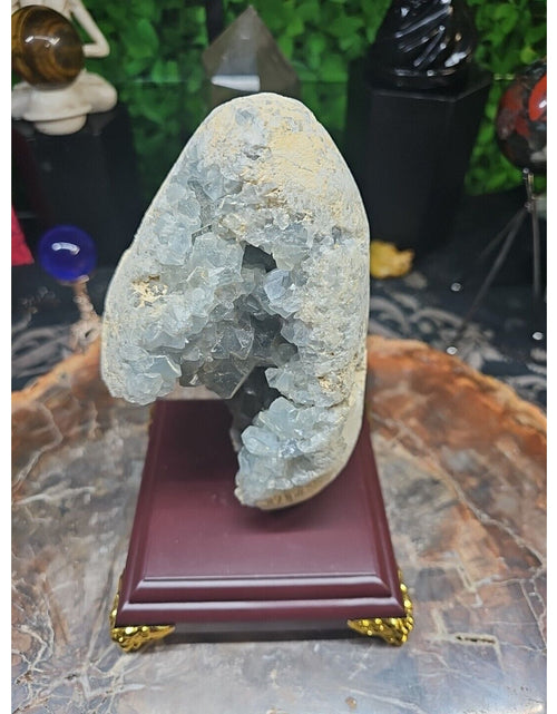 Load image into Gallery viewer, 4.02LB Natural Beautiful Blue Celestite Crystal Geode W/ Stand
