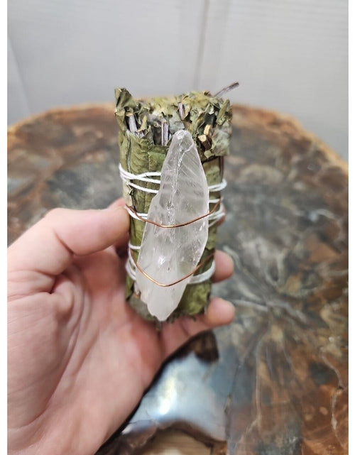 Load image into Gallery viewer, Bay Leaf wrapped crystal W/ Huge White Quartz Healing
