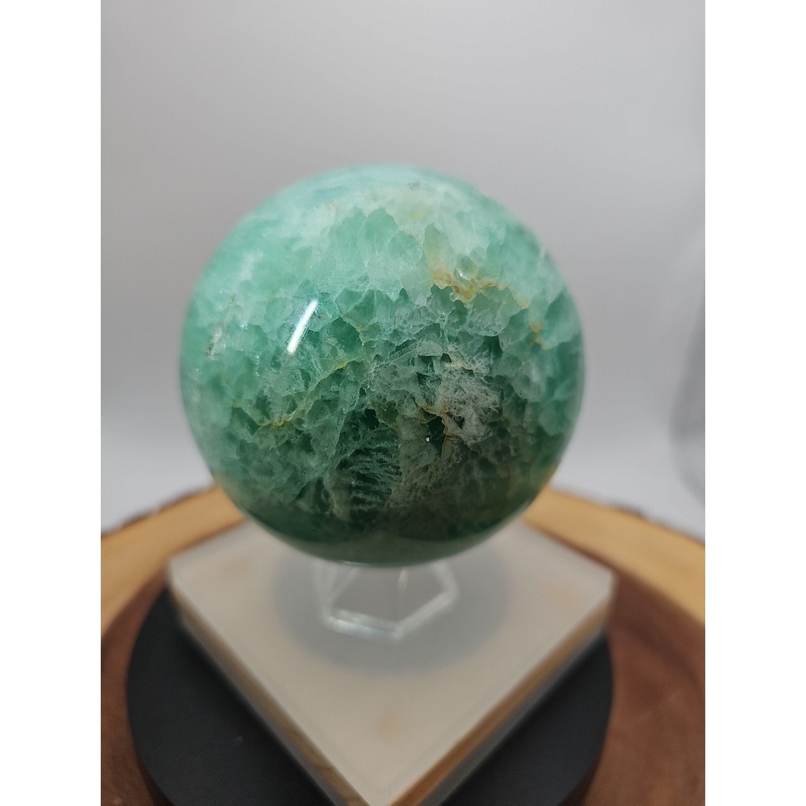 2.80 Natural Rainbow Fluorite Quartz Crystal Sphere Ball Polished Healing
