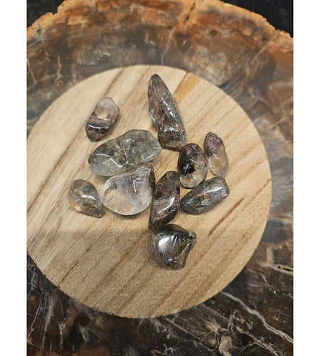 10Pcs Natural Phantom Ghost Clear Quartz Crystal Stone Tumbled Healing Brazil