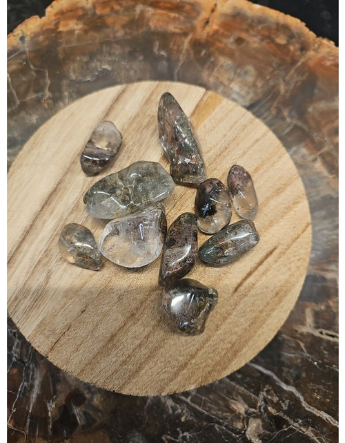 Load image into Gallery viewer, 10Pcs Natural Phantom Ghost Clear Quartz Crystal Stone Tumbled Healing Brazil
