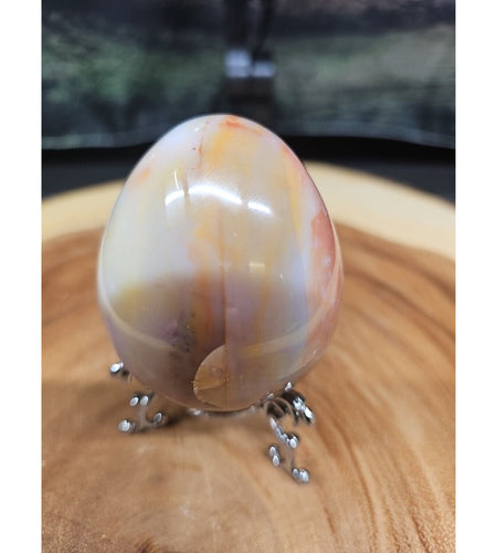 Ocean Jasper Egg Caramel Agate W/Stand 274grams