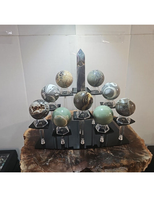 Load image into Gallery viewer, 10Pcs Natural Phantom Chevron And 3 different Ocean Jasper + Fluorite Tower.
