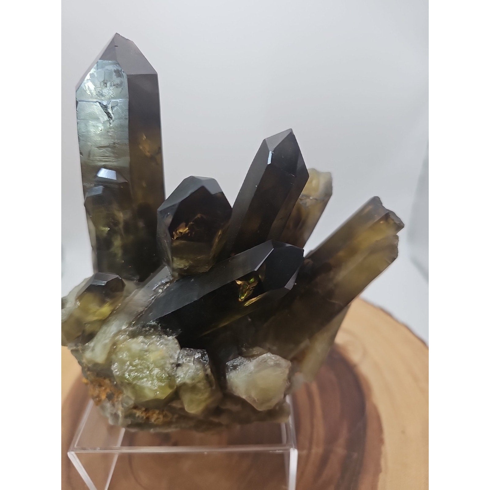 2.77LB Top rare natural beautiful black quartz crystal cluster mineral sample -