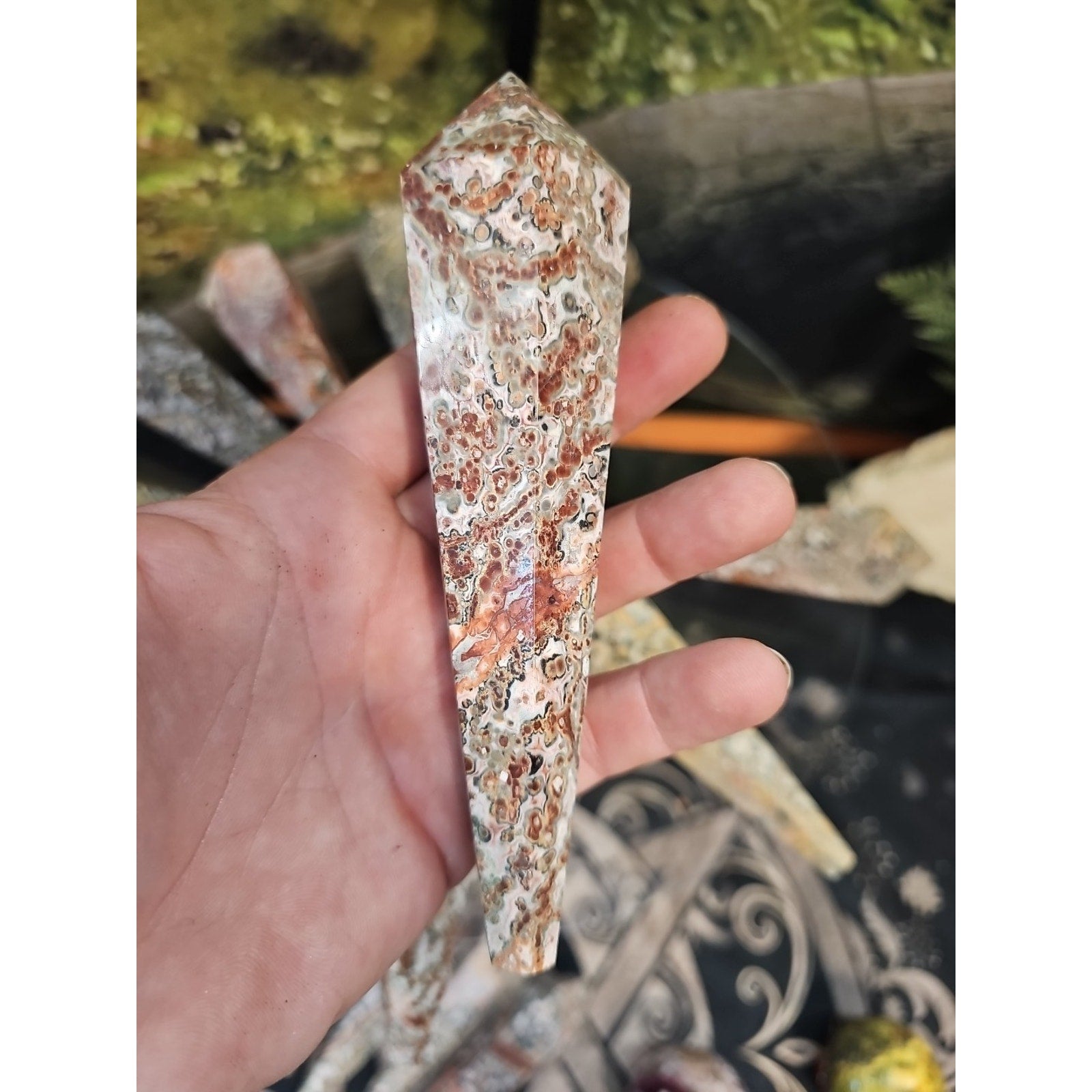 Natural Leopard Skin Jasper Crystal Scepter .40 Avg
