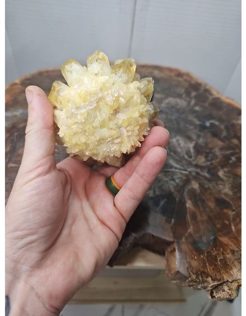 Load image into Gallery viewer, 1.12LB Yellow Phantom Quartz Crystal Cluster Mineral Specimen W/Stand
