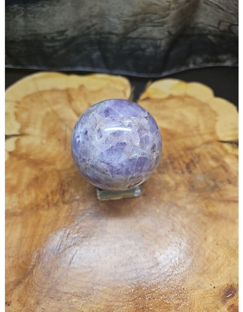 Load image into Gallery viewer, Amethyst Sphere 65mm W/Glass Stand 1lb
