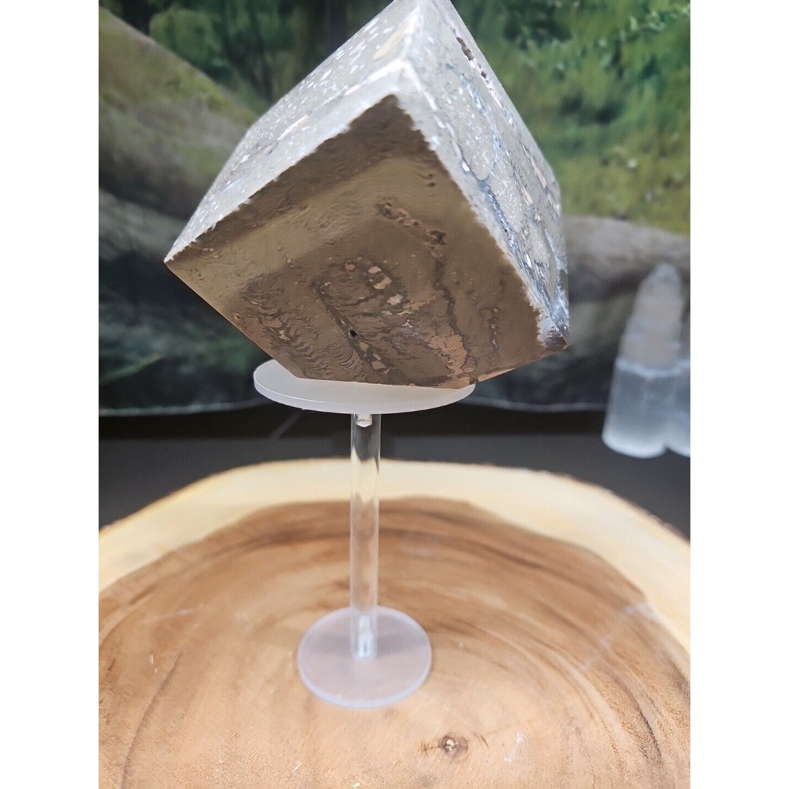 2.41LB 1Pcs Natural Ocean Jasper Onyx Quartz Crystal Geode Square Heptahedron