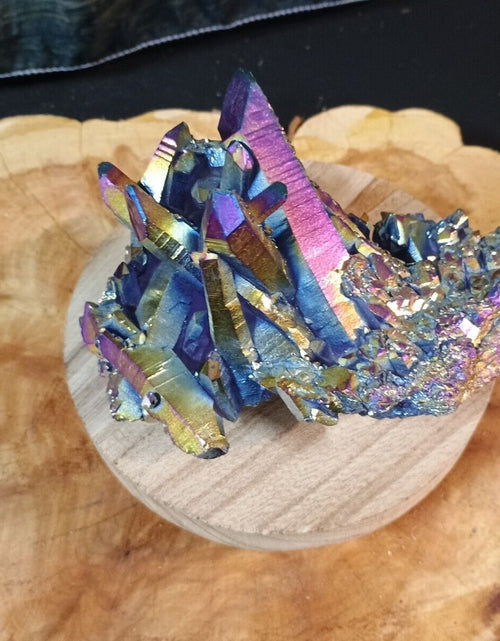 Load image into Gallery viewer, 1.27 Lb Rainbow Aqua Aura Quartz Crystal Cluster Points Titanium Coating
