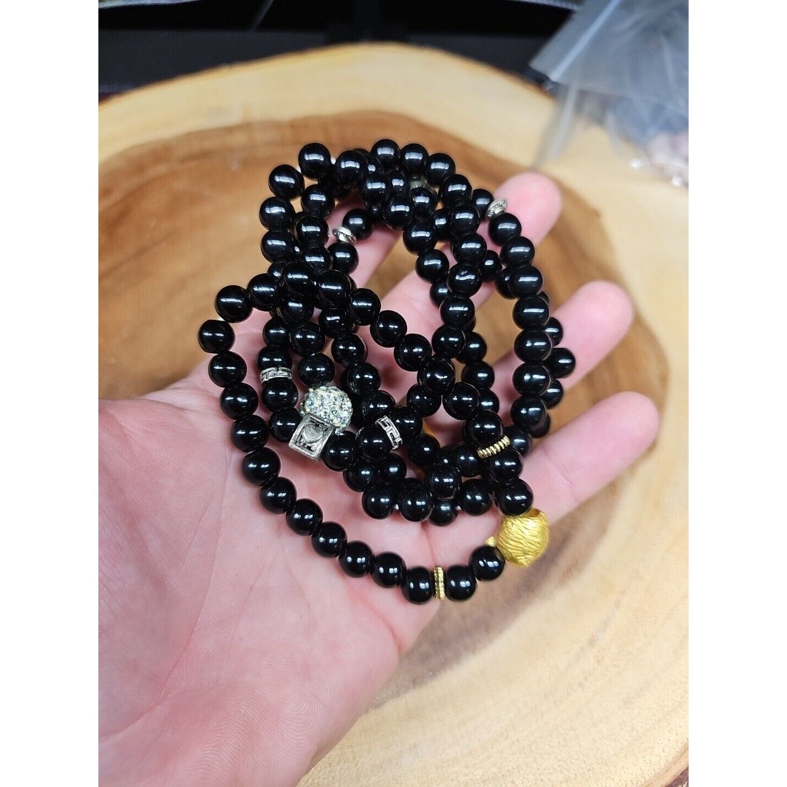 Natural Obsidian Stone Bracelets 5pc Set