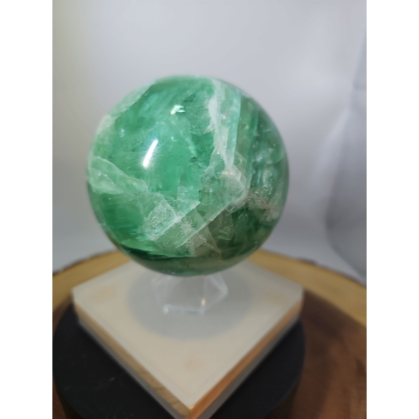 2.84Natural Rainbow Fluorite Quartz Crystal Sphere Ball Polished Healing