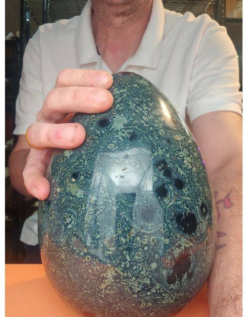 Load image into Gallery viewer, 15.2LB Natural Kambaba Jasper Quartz Crystal With Jade Ring Stand
