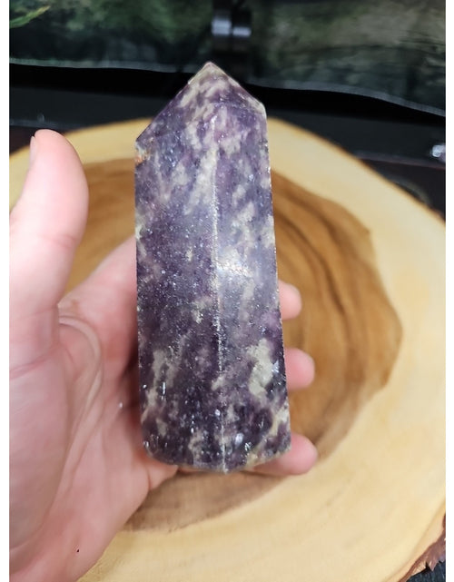 Load image into Gallery viewer, 1ea Natural Purple Mica Lepidolite Crystal Point Tower Africa 539g
