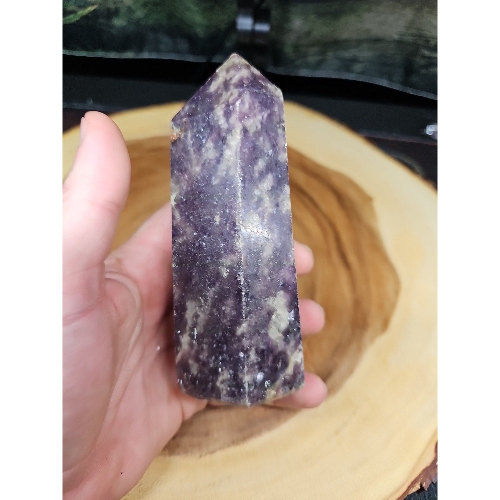 1ea Natural Purple Mica Lepidolite Crystal Point Tower Africa 539g