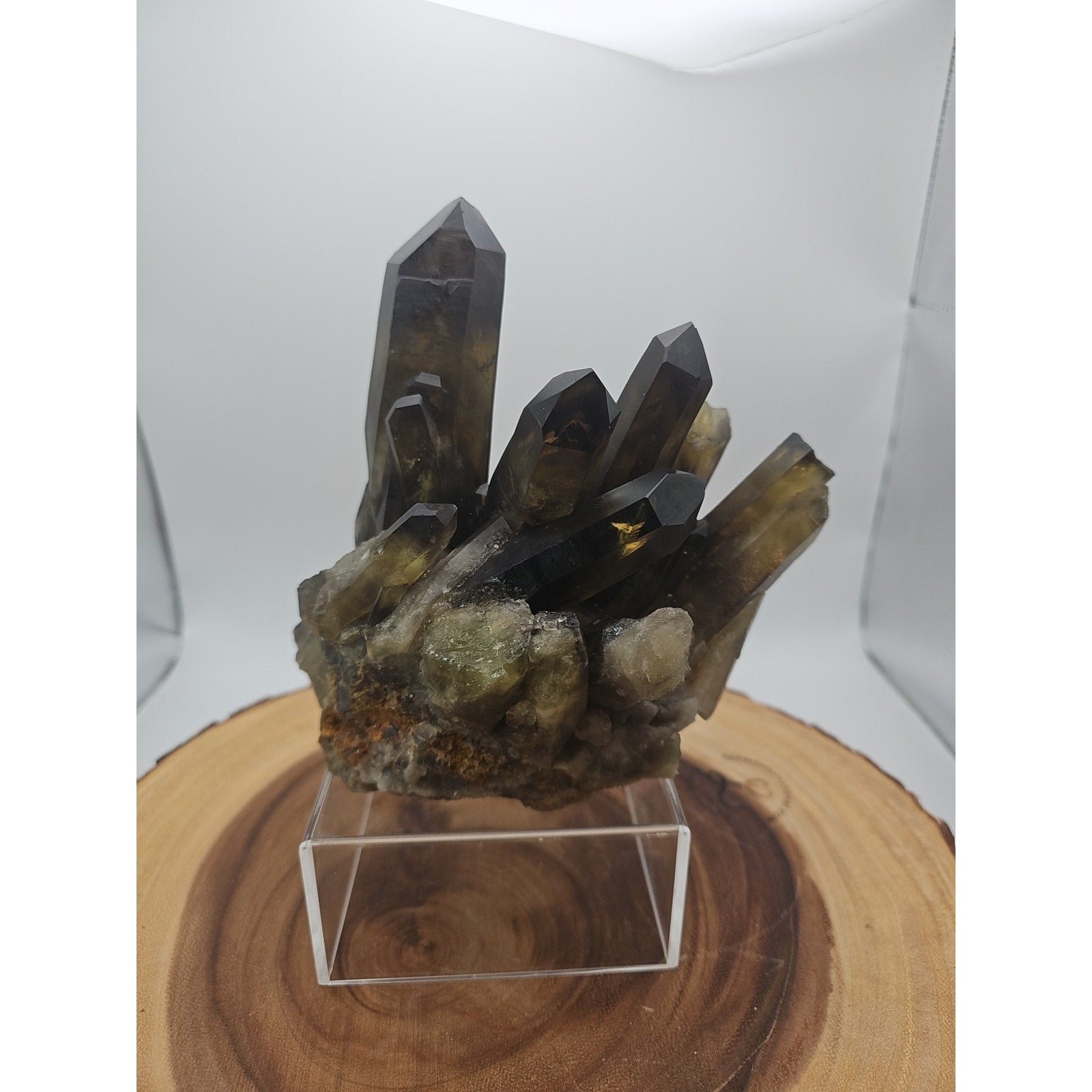 2.77LB Top rare natural beautiful black quartz crystal cluster mineral sample -